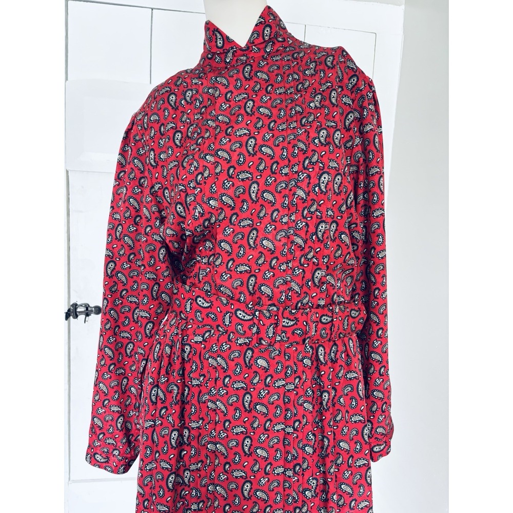 Vintage Talbots Paisley Maxi Dress Prairiecore Cottagecore Long Sleeve Womens 12
